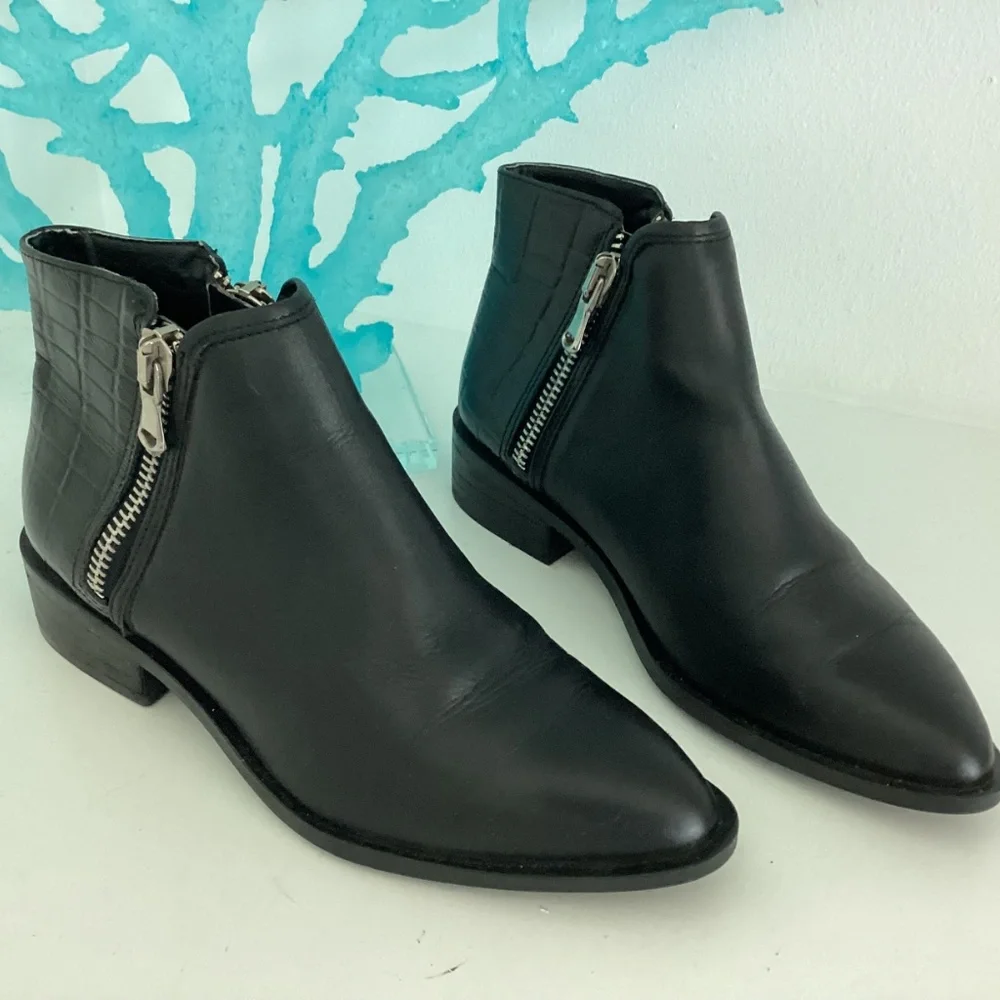 Steven By Steven Madden Womens Hickory Black Leather Chelsea Bootie Sz 7.5M $75